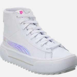 White Puma high tops with shimmer finish line - size 6